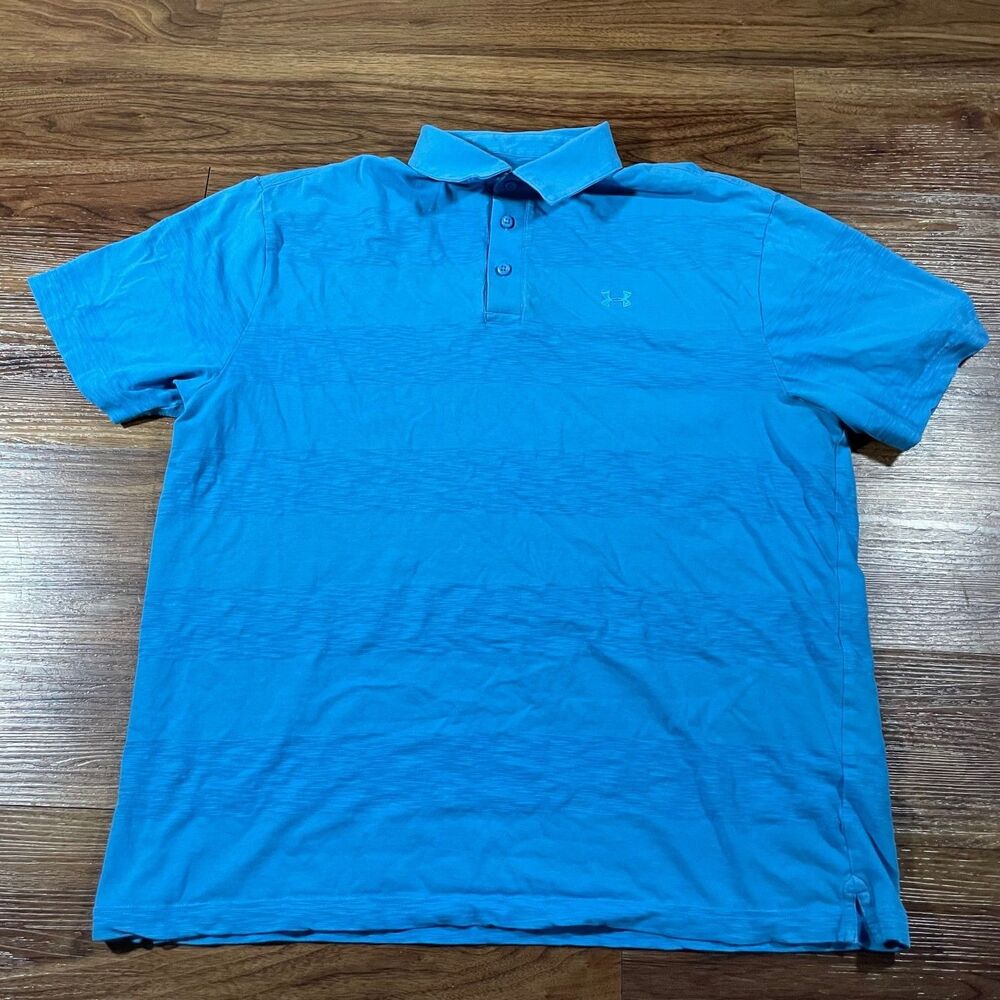 Under Armour Loose Heat Gear Polo Shirt Blue Cotton Athletic Golf Men's Size XL